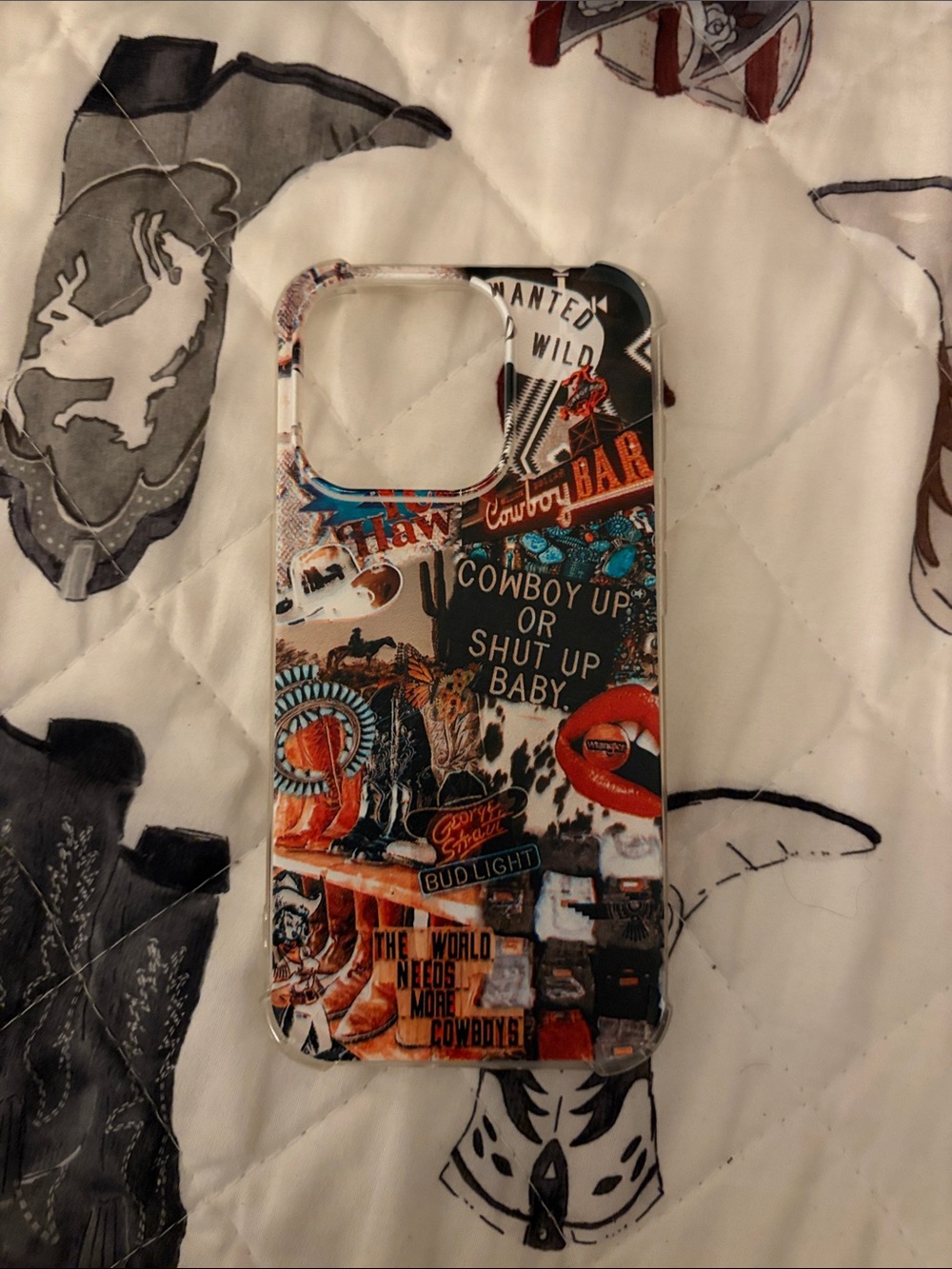 Cowboy Graphic Clear Phone Case - Multicolor iPhone 14 Pro